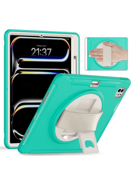 iPad Pro 13 (2024) Kickstand Pc+Tpu+Silikon Kapak ve Kalem Yuvası (Yurt Dışından)