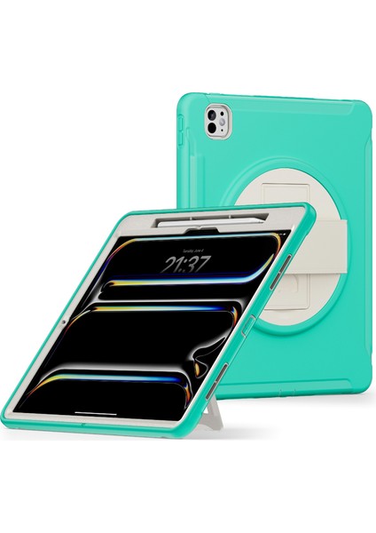 iPad Pro 13 (2024) Kickstand Pc+Tpu+Silikon Kapak ve Kalem Yuvası (Yurt Dışından)