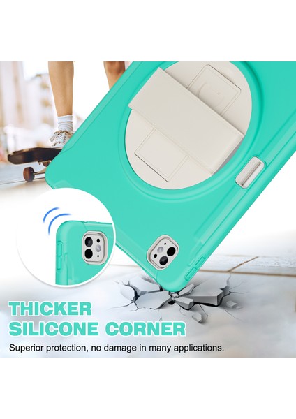 iPad Pro 13 (2024) Kickstand Pc+Tpu+Silikon Kapak ve Kalem Yuvası (Yurt Dışından)