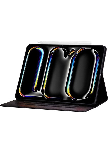iPad Pro 13 (2024) Pu Deri Kart Yuvaları Tablet Kapağı Manyetik Toka (Yurt Dışından)