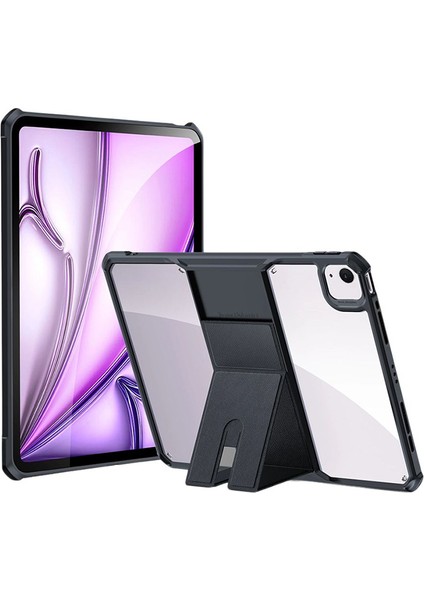 iPad Air 13 (2024) / Pro 12.9 (2021) / (2022) Deri Kickstand Tpu + Pc Hava Yastığı Koruması Tablet Kapağı (Yurt Dışından)