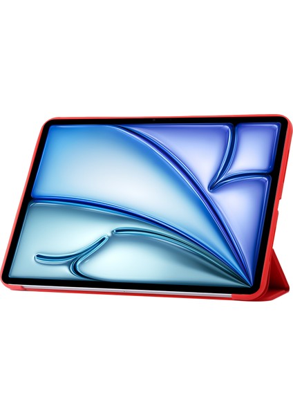 iPad Air 13 (2024) Üç Katlı Standlı Deri Kılıf Iç Silikon Tablet Kapağı (Yurt Dışından) modelleri
