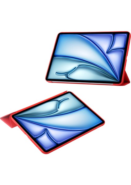 iPad Air 13 (2024) Üç Katlı Standlı Deri Kılıf Iç Silikon Tablet Kapağı (Yurt Dışından) indirimleri