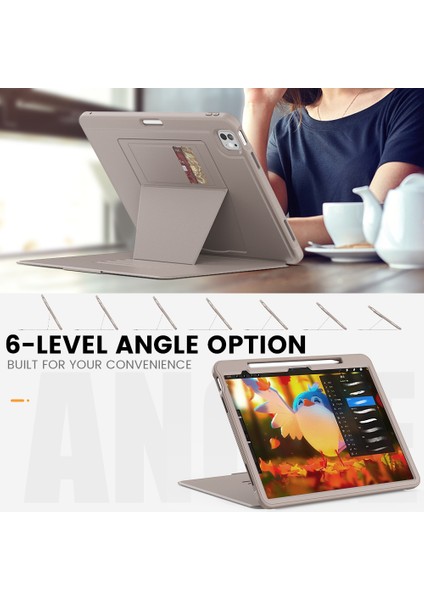 iPad Pro 13 (2024) Stand Case Pc+Tpu+Pu Kart Yuvalı Darbeye Dayanıklı Tablet Kapağı (Yurt Dışından)