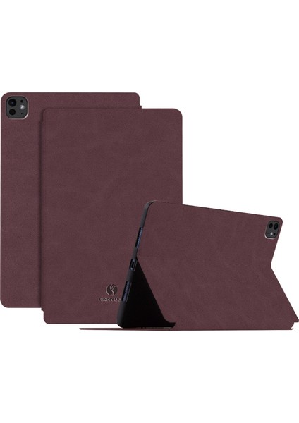 iPad Pro 11 (2024) Standlı Kılıf Anti-Şok Pu Deri Tablet Kapağı (Yurt Dışından)