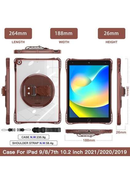 iPad 10.2 (2021) / (2020) Kickstand Pc+Tpu+Omuz Askılı Akrilik Kapak (Yurt Dışından)