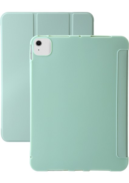 iPad Air 11 (2024) Pu Deri+Silikon Üç Katlı Stand Tablet Kılıfı (Yurt Dışından)