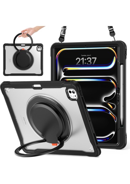 iPad Pro 13 (2024) Döner Destek Standı Pc+Tpu+Silikon Kapak ve Omuz Askısı (Yurt Dışından) indirimleri