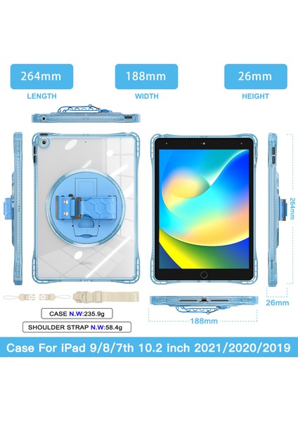 iPad 10.2 (2021) / (2020) Kickstand Pc+Tpu+Omuz Askılı Akrilik Kapak (Yurt Dışından) modelleri
