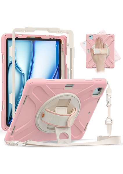 iPad Air 11 (2024) Tpu+Pc+Silikon Kickstand Omuz Askılı Tablet Kılıfı (Yurt Dışından) fiyatları