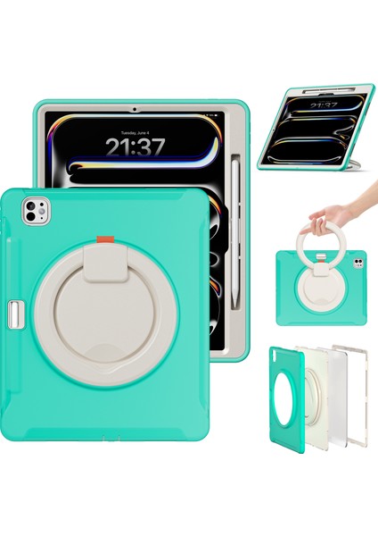 iPad Pro 13 (2024) El Tutma Çubuğu Pc+Tpu Kalem Yuvalı Kapak (Yurt Dışından)