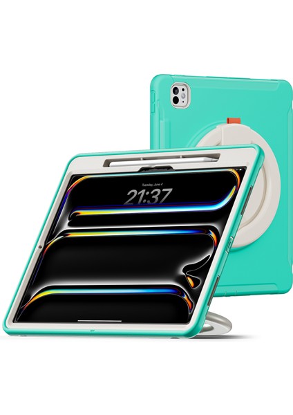 iPad Pro 13 (2024) El Tutma Çubuğu Pc+Tpu Kalem Yuvalı Kapak (Yurt Dışından)