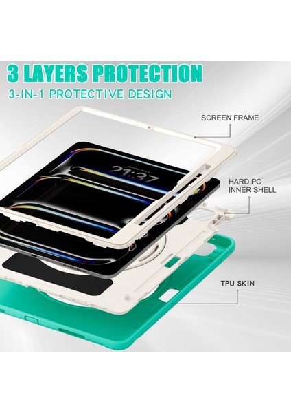 iPad Pro 13 (2024) El Tutma Çubuğu Pc+Tpu Kalem Yuvalı Kapak (Yurt Dışından)