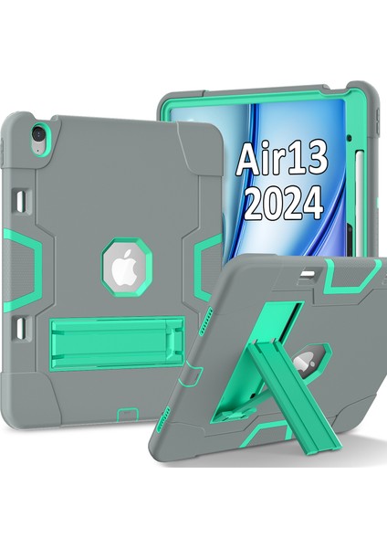 iPad Air 13 (2024) Robot Stili Silikon + Kickstand'lı Pc Tablet Kapağı (Yurt Dışından)