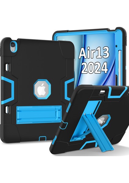 iPad Air 13 (2024) Robot Stili Silikon + Kickstand'lı Pc Tablet Kapağı (Yurt Dışından)