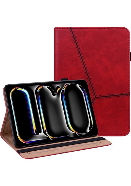 iPad Pro 13 (2024) Pu Deri Kart Tutucu Tablet Standı Kapağı (Yurt Dışından)