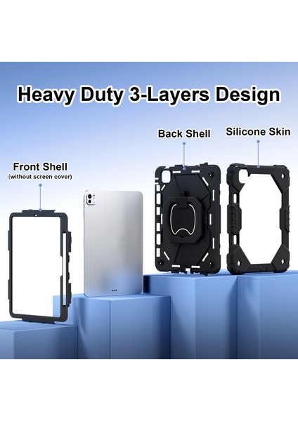 iPad Pro 11 (2024) Kickstand Kılıf Silikon+Omuz Askılı Pc Tablet Kılıfı (Yurt Dışından) modelleri