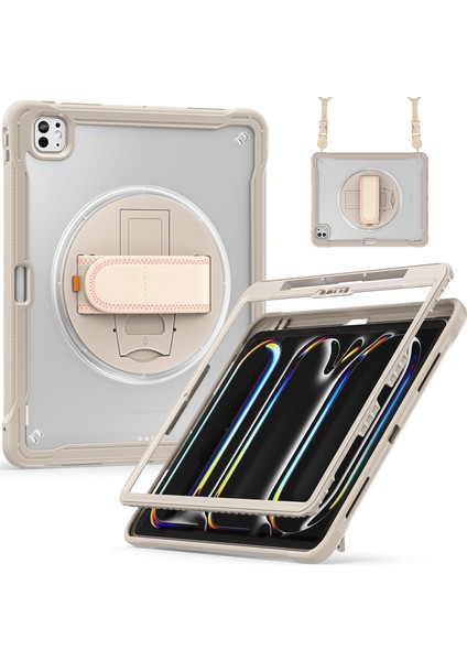 iPad Pro 13 (2024) El Kayışı Kickstand Pc+Tpu+Silikon Kapak ve Omuz Askısı (Yurt Dışından) modelleri