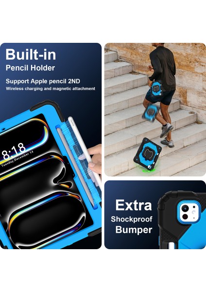 iPad Pro 11 (2024) Kickstand Kılıf Silikon+Omuz Askılı Pc Tablet Kılıfı (Yurt Dışından) fırsatları
