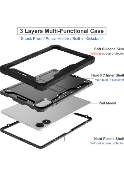 Xiaomi Poco Pad / Redmi Pad Pro / Pad Pro 5g Silikon+Pc Tablet Koruyucu Kapak ile Kickstand (Yurt Dışından) indirimleri