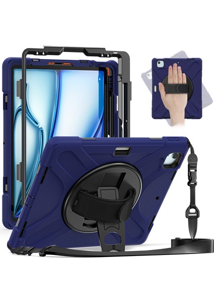 iPad Air 13 (2024) Kickstand Kılıf Tpu+Pc+Silikon Omuz Askılı Tablet Kılıfı (Yurt Dışından) fiyatları
