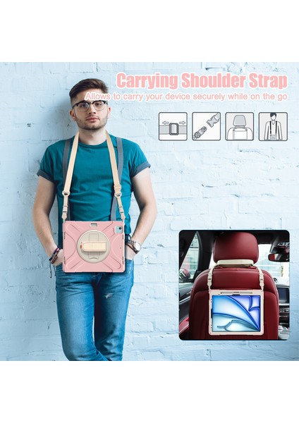 iPad Air 13 (2024) Kickstand Kılıf Tpu+Pc+Silikon Omuz Askılı Tablet Kılıfı (Yurt Dışından) modelleri