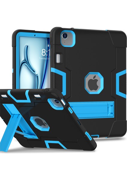 iPad Air 11 (2024) Robot Stili Silikon+Pc Kickstand'lı Düşmeyi Önleyici Tablet Kılıfı (Yurt Dışından)