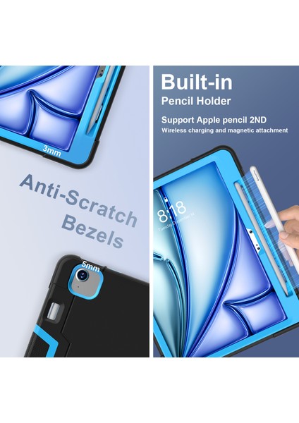 iPad Air 11 (2024) Robot Stili Silikon+Pc Kickstand'lı Düşmeyi Önleyici Tablet Kılıfı (Yurt Dışından) indirimleri