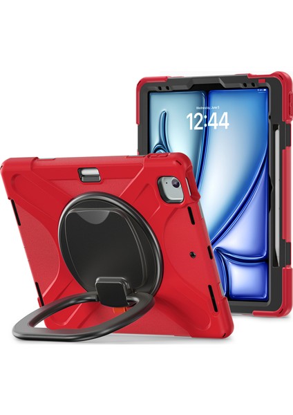 iPad Air 13 (2024) / iPad Pro 12.9 (2022) / (2021) Tpu+Pc+Silikon Tablet Kılıfı Kickstand (Yurt Dışından)