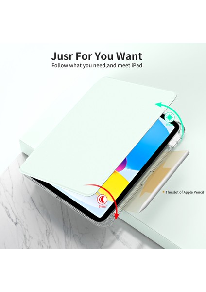 iPad Air 13 (2024) Çıkarılabilir Pu Deri Şeffaf Arka Akıllı Kapak Döner Stand (Yurt Dışından) fiyatları