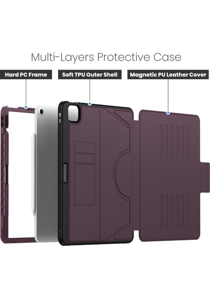 iPad Air 13 (2024) Pc+Tpu+Pu Kart Yuvalı U Şeklinde Stand Tablet Kapağı (Yurt Dışından) indirimleri