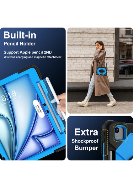 iPad Air 11 (2024) Silikon+Pc Kickstand Omuz Askılı Tablet Kılıfı (Yurt Dışından) fırsatları