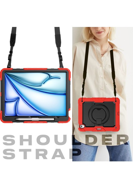 iPad Air 13 (2024) Pc+Silikon Tablet Kılıfı, Destek Çubuğu, Askı (Yurt Dışından) fırsatları