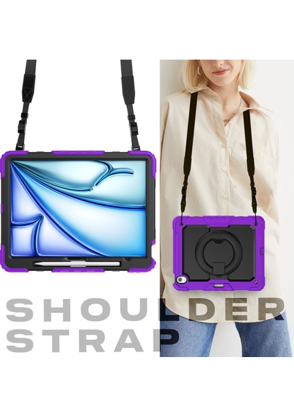 iPad Air 13 (2024) Pc+Silikon Tablet Kılıfı, Destek Çubuğu, Askı (Yurt Dışından) fırsatları