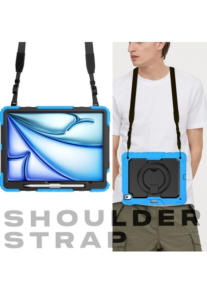 iPad Air 13 (2024) Pc+Silikon Tablet Kılıfı, Destek Çubuğu, Askı (Yurt Dışından) fırsatları