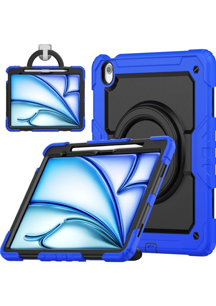 iPad Air 13 (2024) Pc+Silikon Tablet Kılıfı, Destek Çubuğu, Askı (Yurt Dışından)