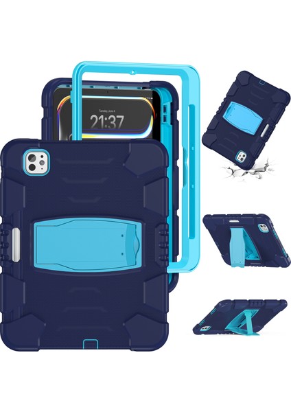 iPad Pro 11 (2024) Pc+Silikon Tablet Kılıfı ve Destek Çubuğu (Yurt Dışından)