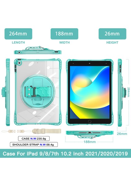 iPad 10.2 (2021) / (2020) Kickstand Pc+Tpu+Omuz Askılı Akrilik Kapak (Yurt Dışından) modelleri