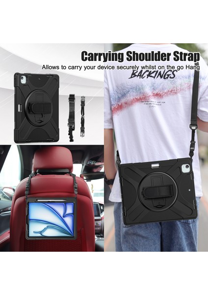 iPad Air 13 (2024) Kickstand Kılıf Tpu+Pc+Silikon Omuz Askılı Tablet Kılıfı (Yurt Dışından) fırsatları
