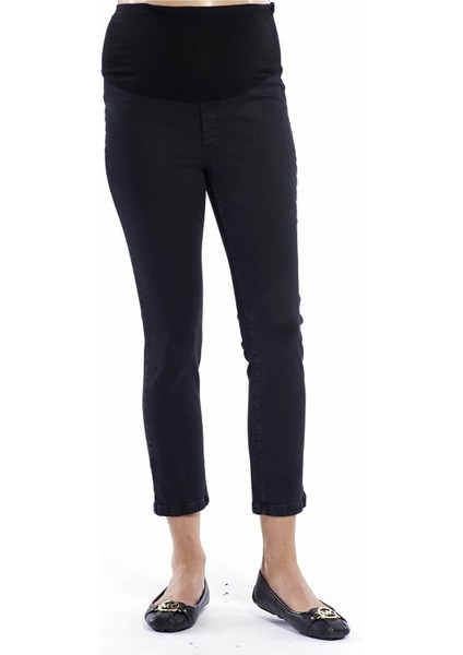 Siyah Hamile Slimfit Kısa Paça Pantolon PM213