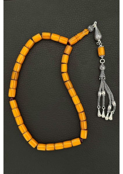 Fırınlanmış Osmanlı Havasında Kesme Sıkma Kehribar Tesbih