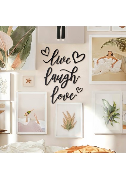 Live Laugh Love Metal Duvar Dekoru - Modern Endüstriyel Stil, 6 Parçadan Oluşan Tasarım