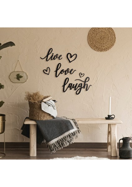 Live Laugh Love Metal Duvar Dekoru - Modern Endüstriyel Stil, 6 Parçadan Oluşan Tasarım