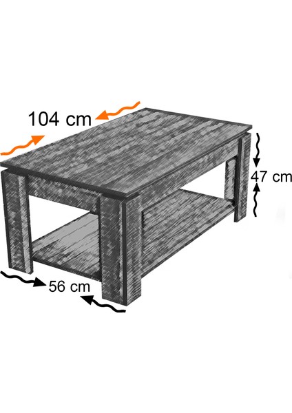 Shelf Raflı Orta Sehpa,Meşe