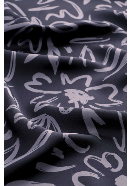 Lacivert Bahar Desen Twill Ipek Şal fırsatları