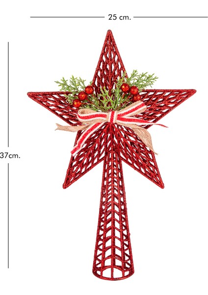 Yılbaşı Süsü Çam Ağacı Tepe Süsü Yılbaşı Dekorlu Kırmızı 25x37 Cm. fırsatları