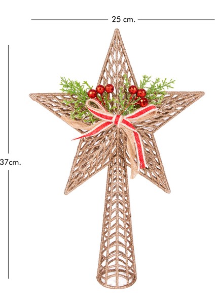 Yılbaşı Süsü Çam Ağacı Tepe Süsü Yılbaşı Dekorlu Şampanya 25X37 Cm. fırsatları