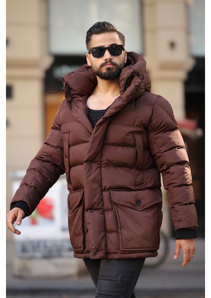 Erkek Kapşonlu Torba Cepli Kışlık Uzun Mont fırsatları