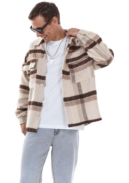Oversize Kalıp Unisex Cepli Kaşe Oduncu Gömlek fırsatları