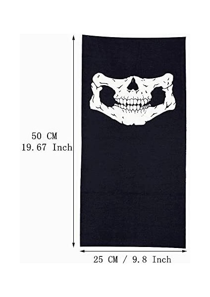 Siyah Renk Dikişsiz Çok Fonksiyonlu Çene Kafatası Yüz Maskesi Baf Buff Bandana Boyunluk Bileklik (3791)